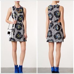 TopShop Multi Print Striped Floral Cutout Dress Boho Feminine Festival Modern